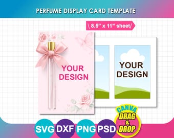 10ml Perfume Display Card Template, Perfume Gift Box Template, SVG, DXF, Canva, Png, Psd,  8.5x11" sheet, Printable