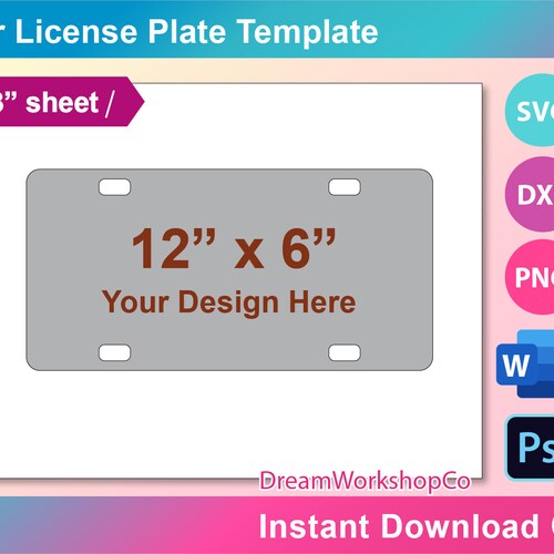 Car License Plate Sublimation Template SVG DXF Ms Word Etsy
