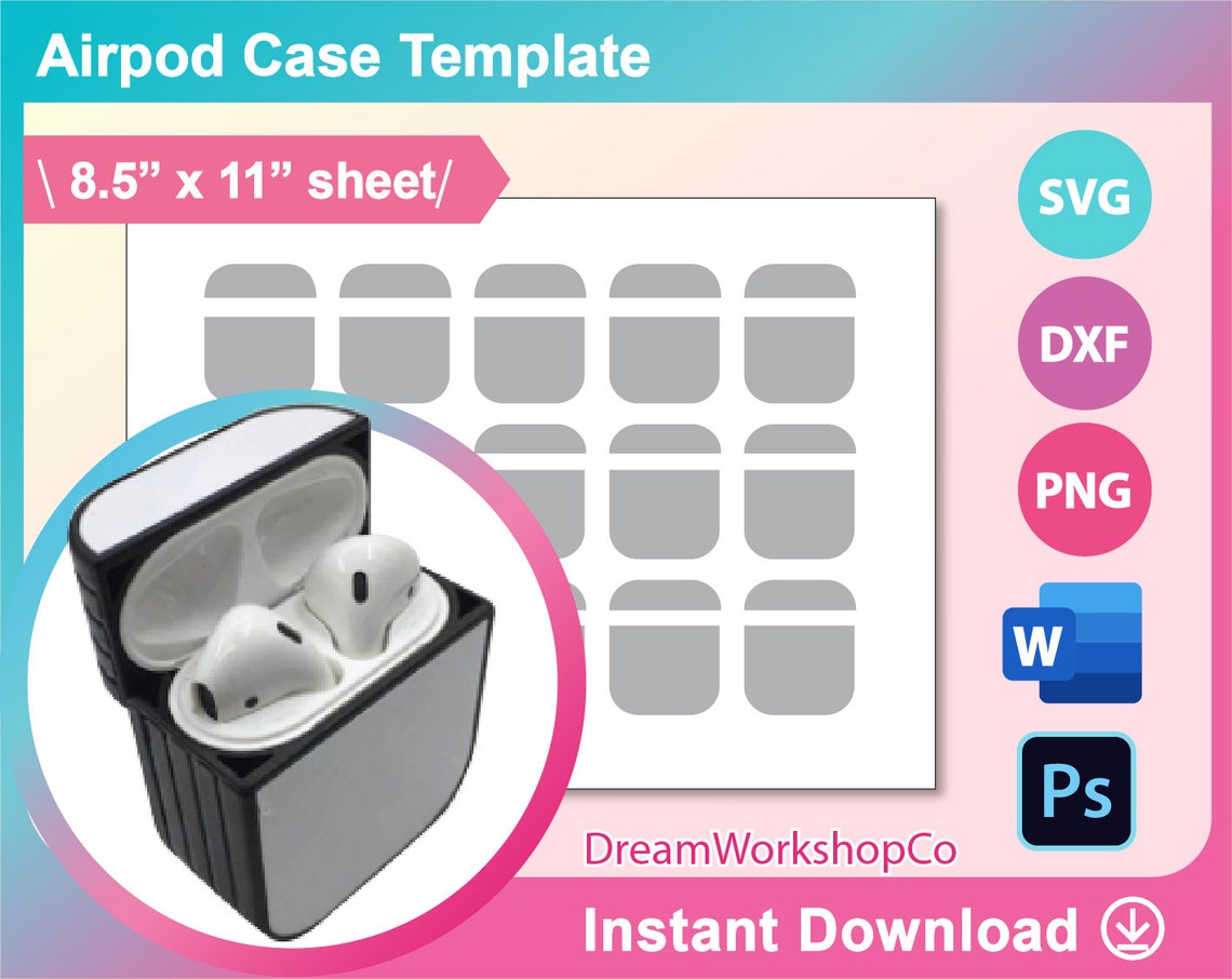 Airpod Case Sublimation Template SVG Dxf Ms Word Docx Png Etsy