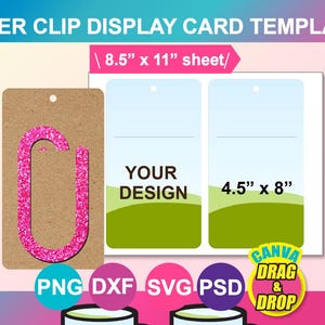 Jumbo paperclip videokaart canvas, SVG, DXF, Png, PSD, vel 8,5 x 11 inch, afdrukbaar