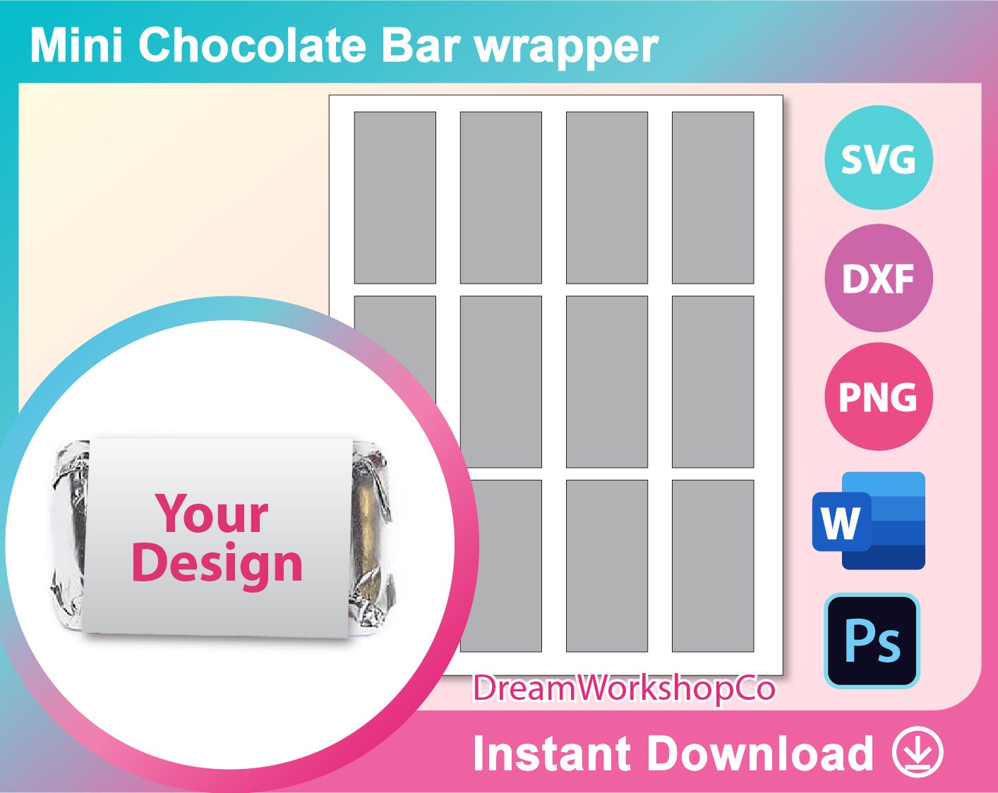 Mini Candy Wrapper Template Mini Chocolate Wrapper Template | Etsy