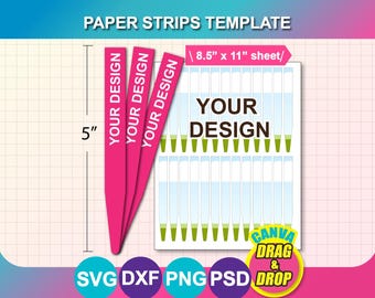 Fragrance paper strips template, Perfume paper strips Template, Perfume Text Strips Template, SVG, DXF, Canva, Png, Psd,  8.5x11" sheet