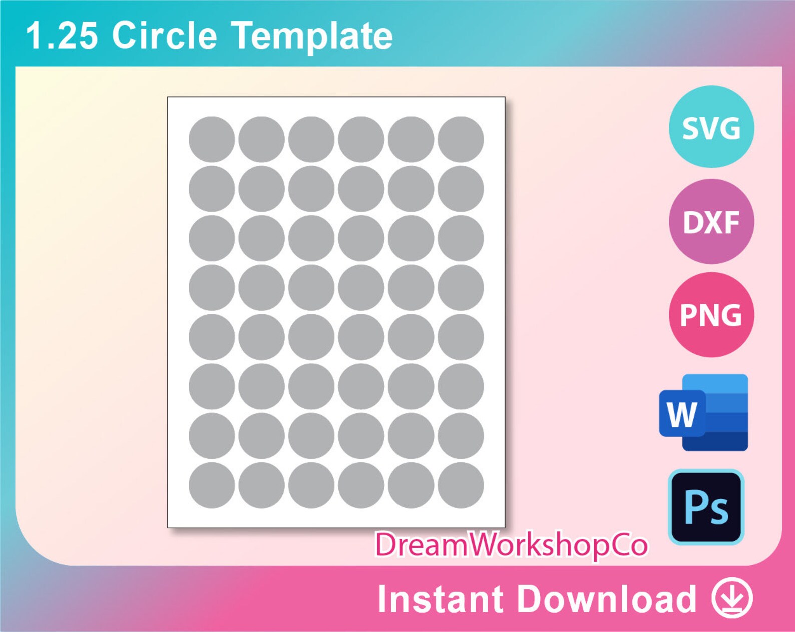 1.25 Circle Template Multipurpose Label SVG DXF Ms | Etsy