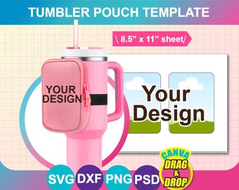40oz Tumbler Pouch Template, Canva, SVG, DXF, Ms Word Docx, Png, Psd, 8.5"x11" sheet, Printable