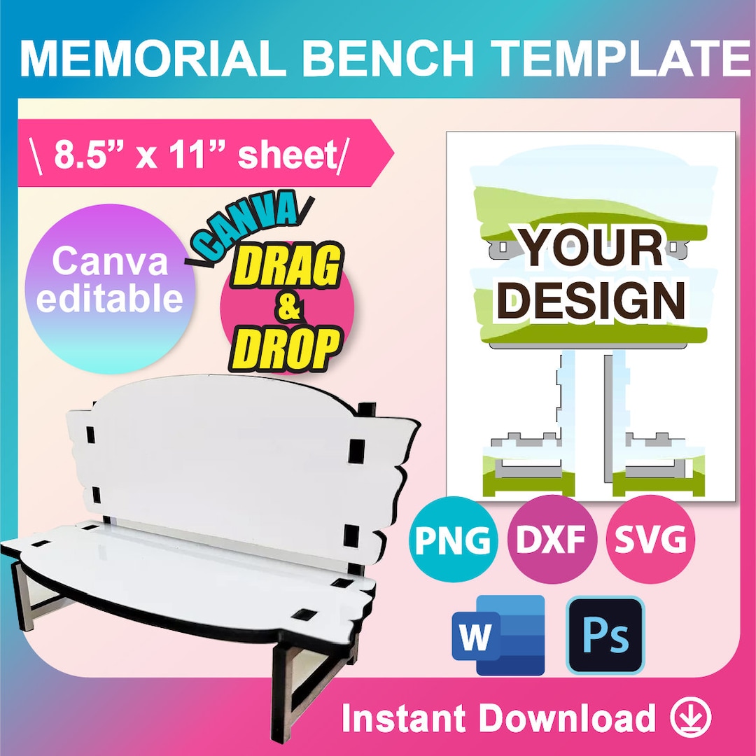 Memorial Bench Template Sublimation Template SVG DXF Canva Ms Word Memorial Bench Template Sublimation Template SVG DXF Canva Ms Word