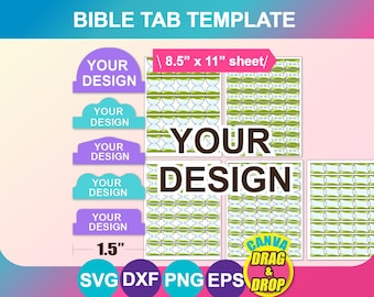 Bible Tag, Folder Tag, Journal Tab Template, Blank Page Tab, Book Tab Template, File Tab Template, Bible Tab, SVG, Canva, DXF, Png, Psd