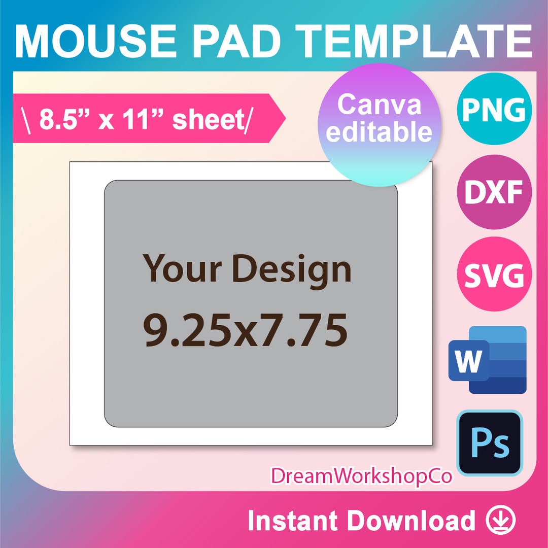 Rectangle Mouse Pad Template Mouse Pad Sublimation Template Etsy