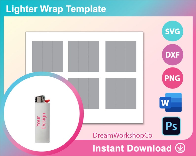 Download Svg Lighter Label Template Sublimation Template 8 5x11 Sheet Printable Dxf Png Ms Word Docx Psd Lighter Wrapper Template Paper Party Supplies Stickers Labels Tags Tripod Ee