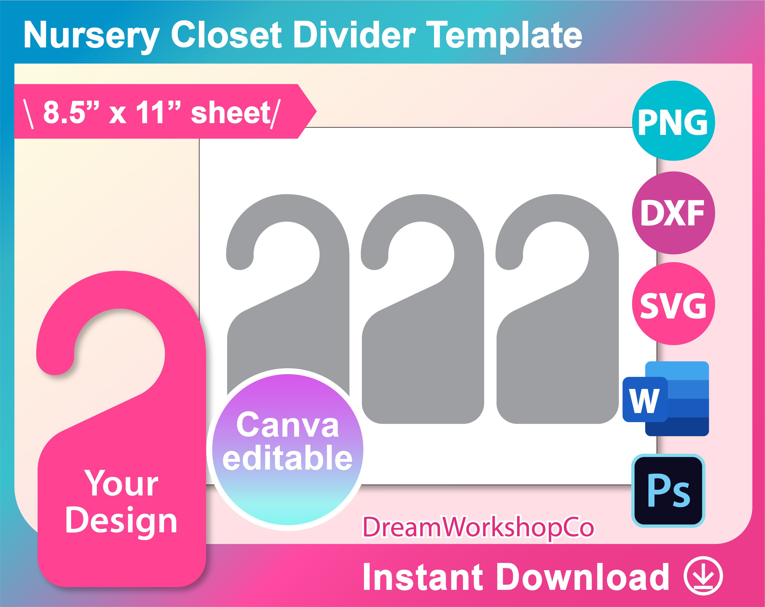 Nursery Closet Dividers Template SVG Canva DXF Ms Word Etsy UK