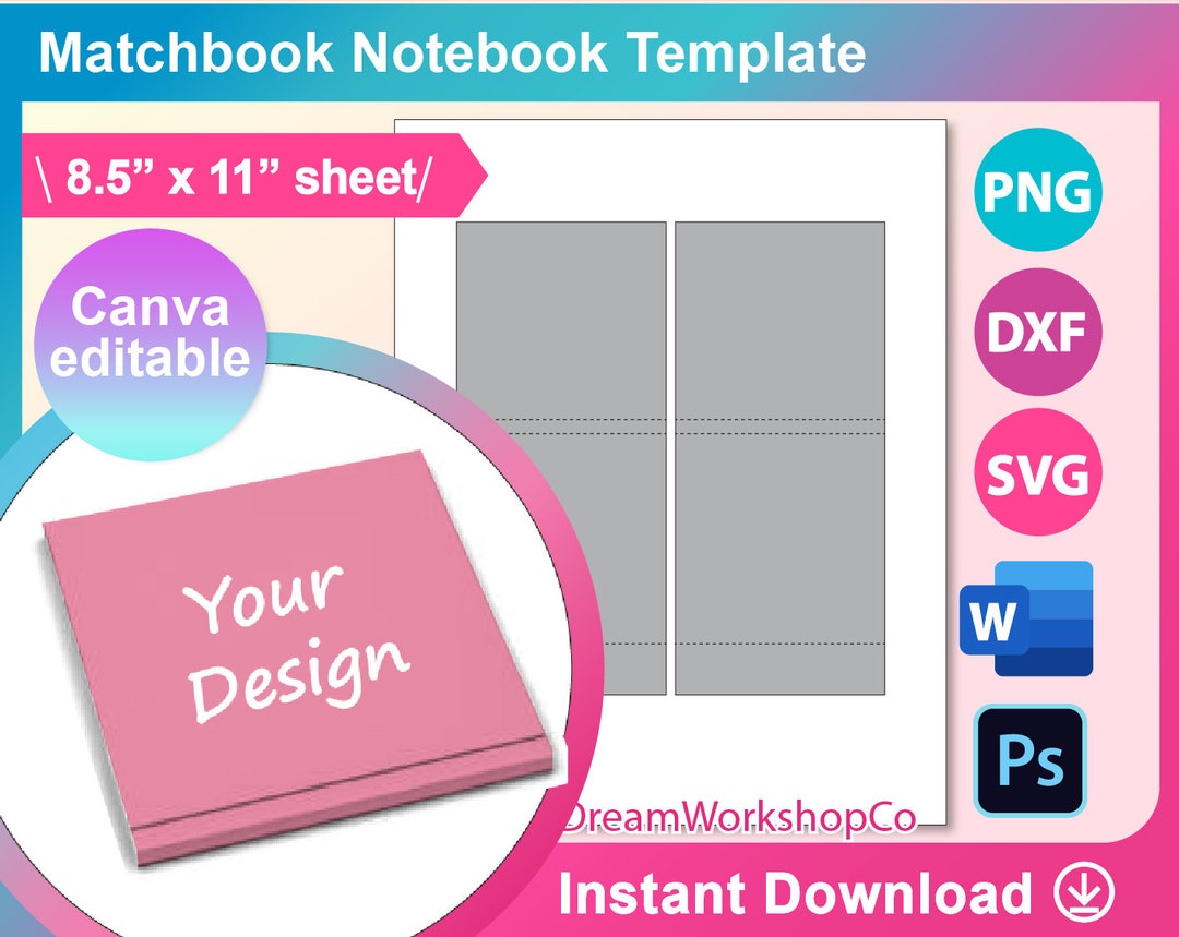 Matchbook Template Match Book SVG Canva DXF Ms Word DOCX Etsy Matchbook Template Match Book SVG Canva DXF Ms Word DOCX Etsy
