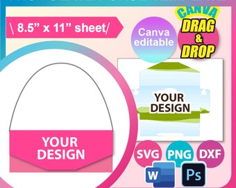 1.55oz Chocolate Bar Purse Template, SVG, DXF, Canva, Ms Word Docx, Png, PSD, 8.5&quot;x11&quot; sheet, Printable