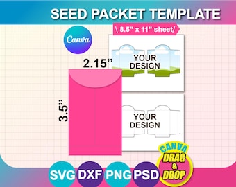 Fancy Seed Packet Template, Canva, Ms word, PSD, PNG, SVG, Dxf, 8.5x11" sheet, Printable, Instant Download