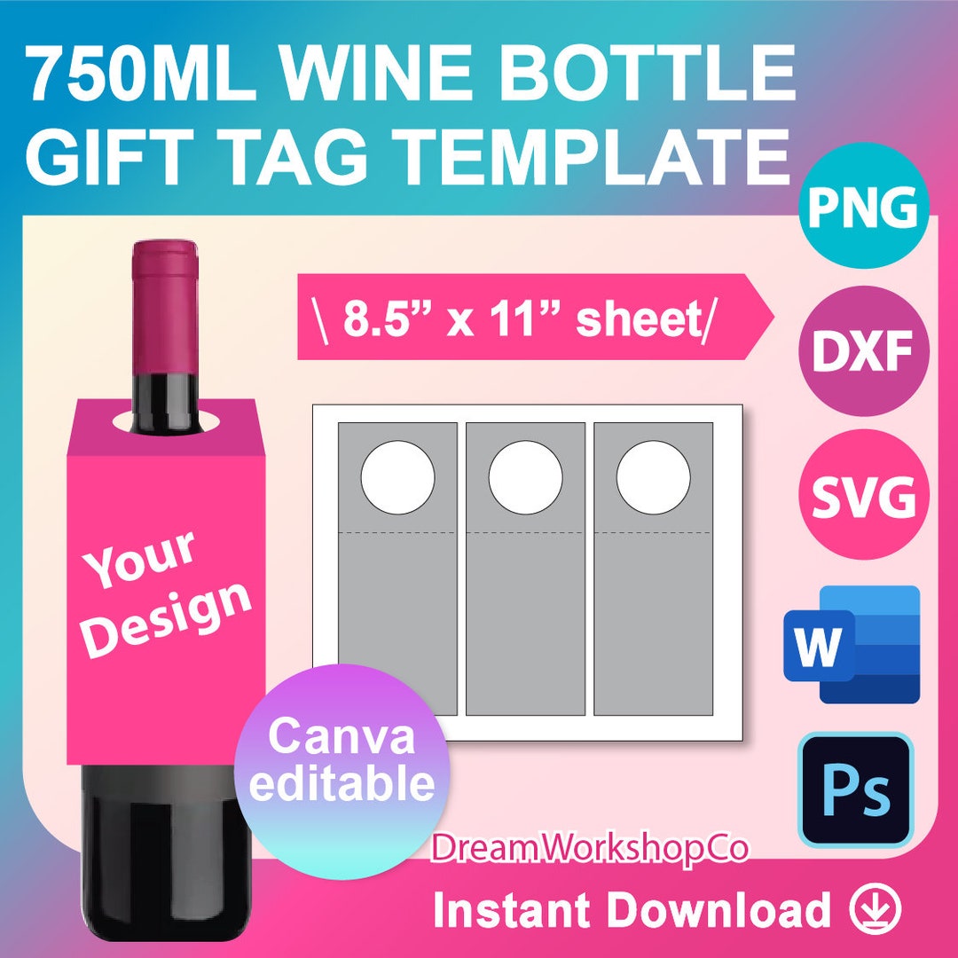 Wine Tag Template SVG Canva DXF Ms Word Docx Png Psd - Etsy