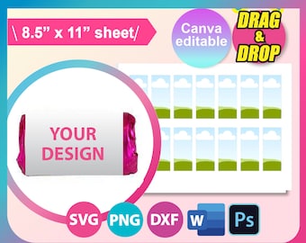 Heart Candy Wrapper Template (svg, dxf, png, psd, docx) (Digital Download)