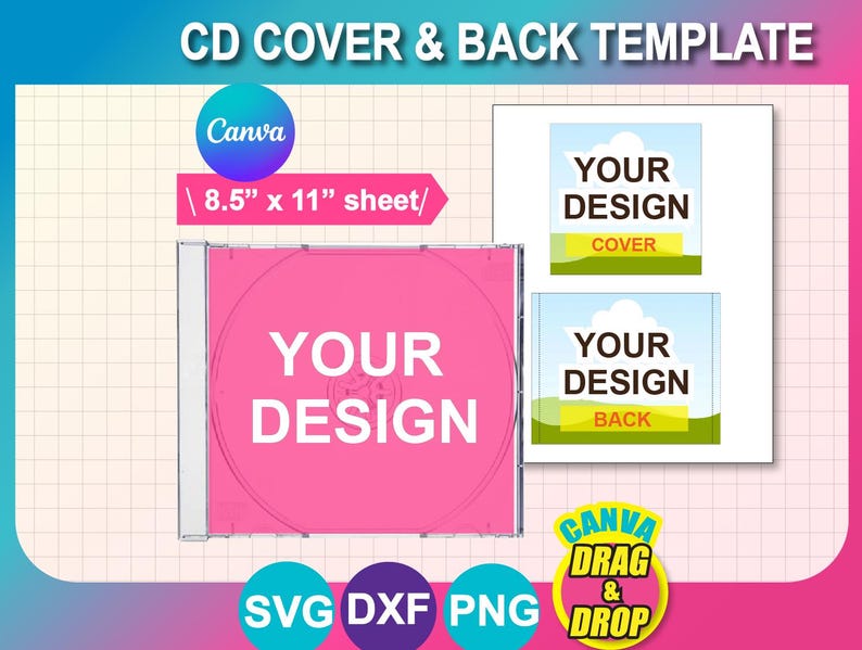 Jewel Case CD Insert Template, Canva (svg, Png, Dxf) (instant Download ...