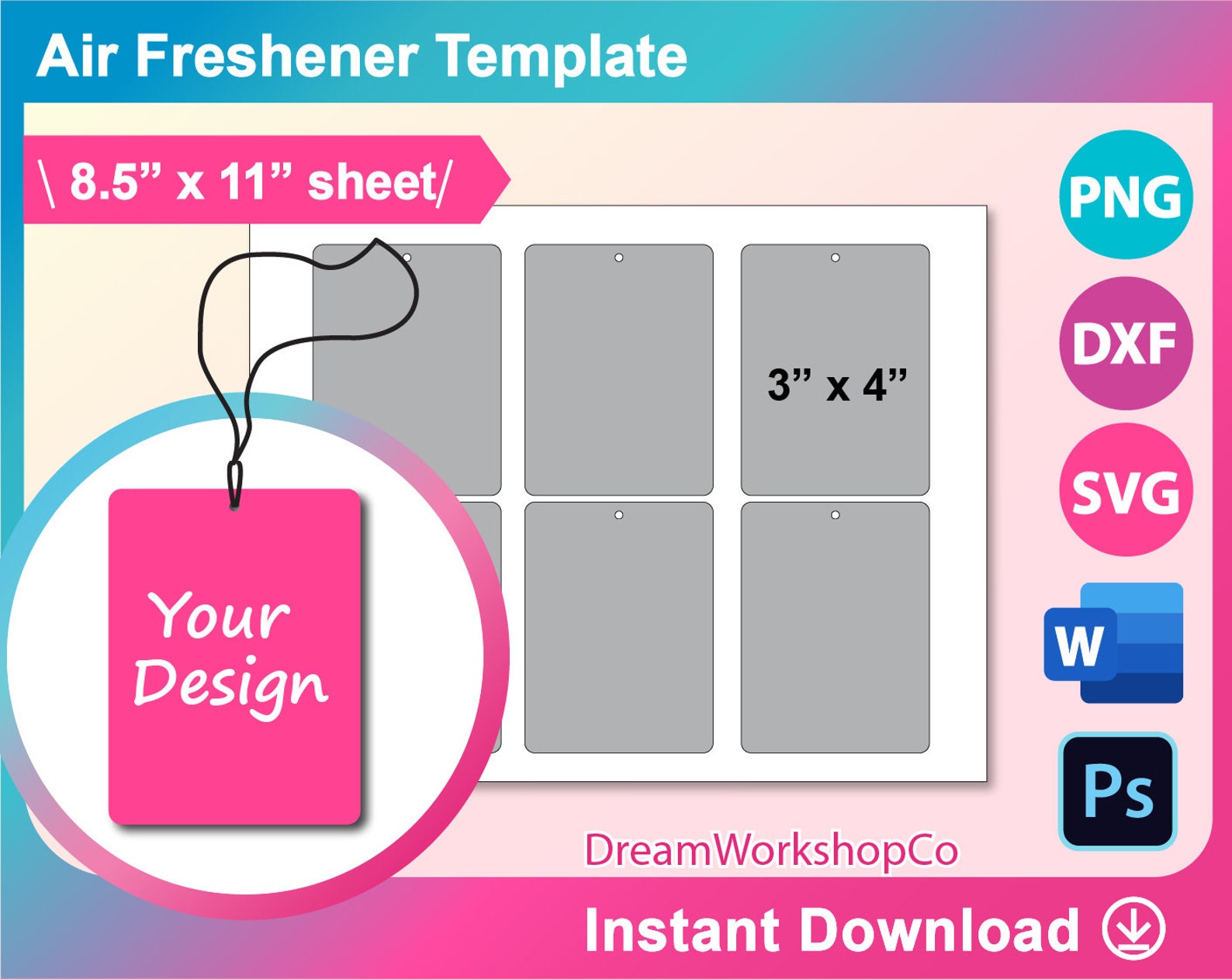 3 X 4 Car Air Freshener Blank Air Freshener Etsy