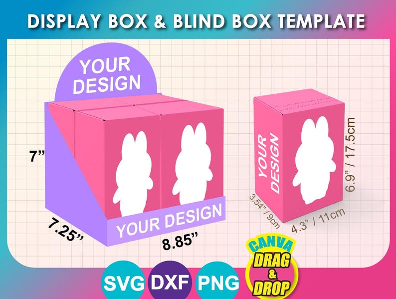 Display Box, Blank Blind Box Template, Vinyl, SVG, DXF, Canva (nstant ...