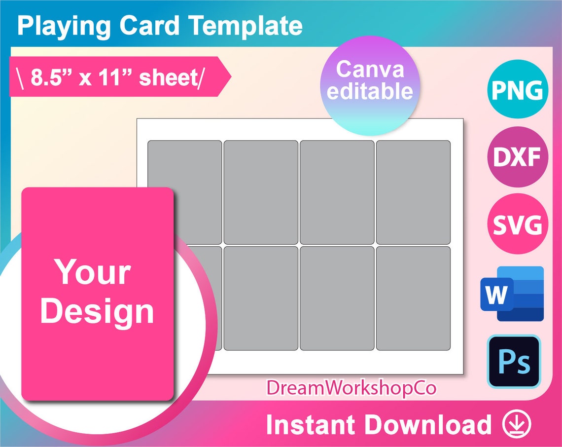 3.5 X 2.5 Playing Card Template Affirmation Card SVG Canva - Etsy