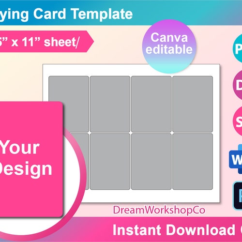 3.5 X 2.5 Playing Card Template Affirmation Card SVG Canva - Etsy