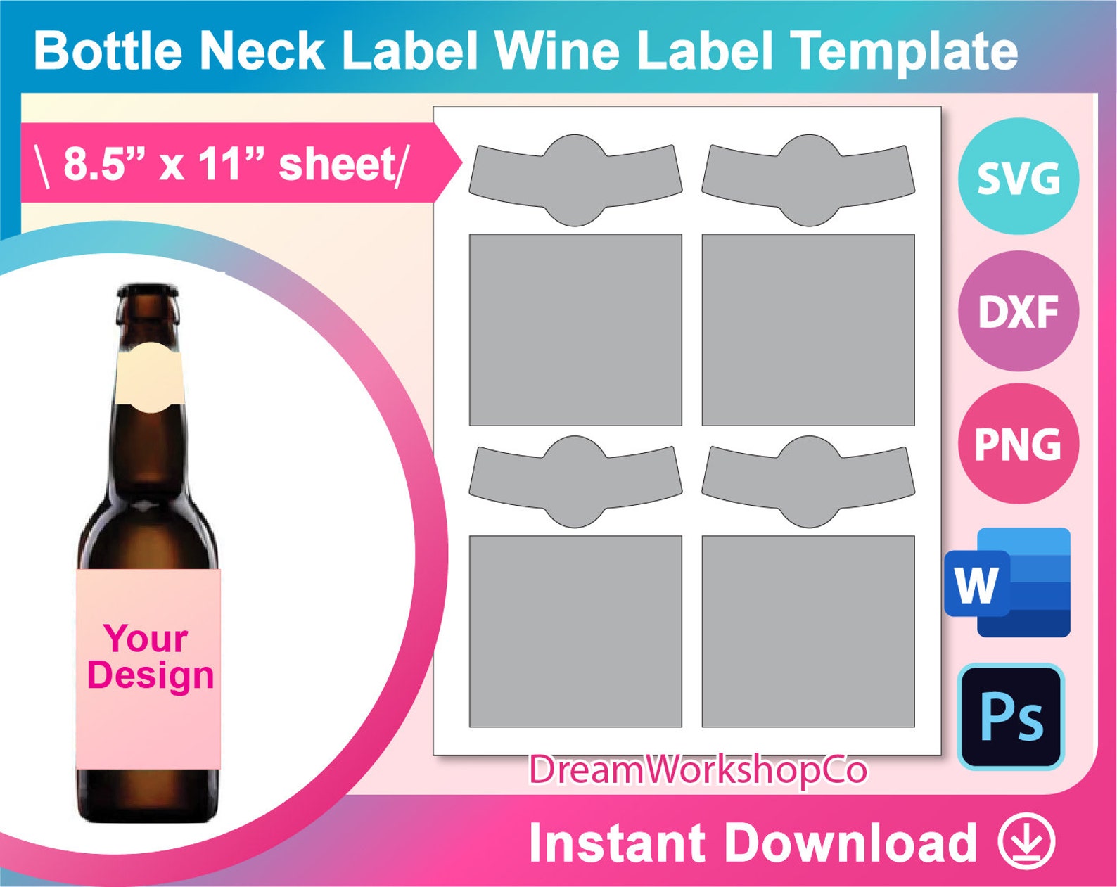 Beer Label Neck Label Template SVG DXF Ms Word Docx Png Etsy