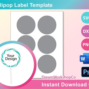 Lollipop Label Template SVG DXF Ms Word Docx Png Psd | Etsy