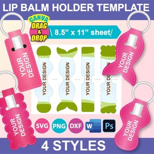 Lip Balm Holder Template, Chapstick holder Holder Template, Sublimation template, Canva, SVG, DXF, DOCX, Png, Psd,  8.5x11&quot; sheet, Printable