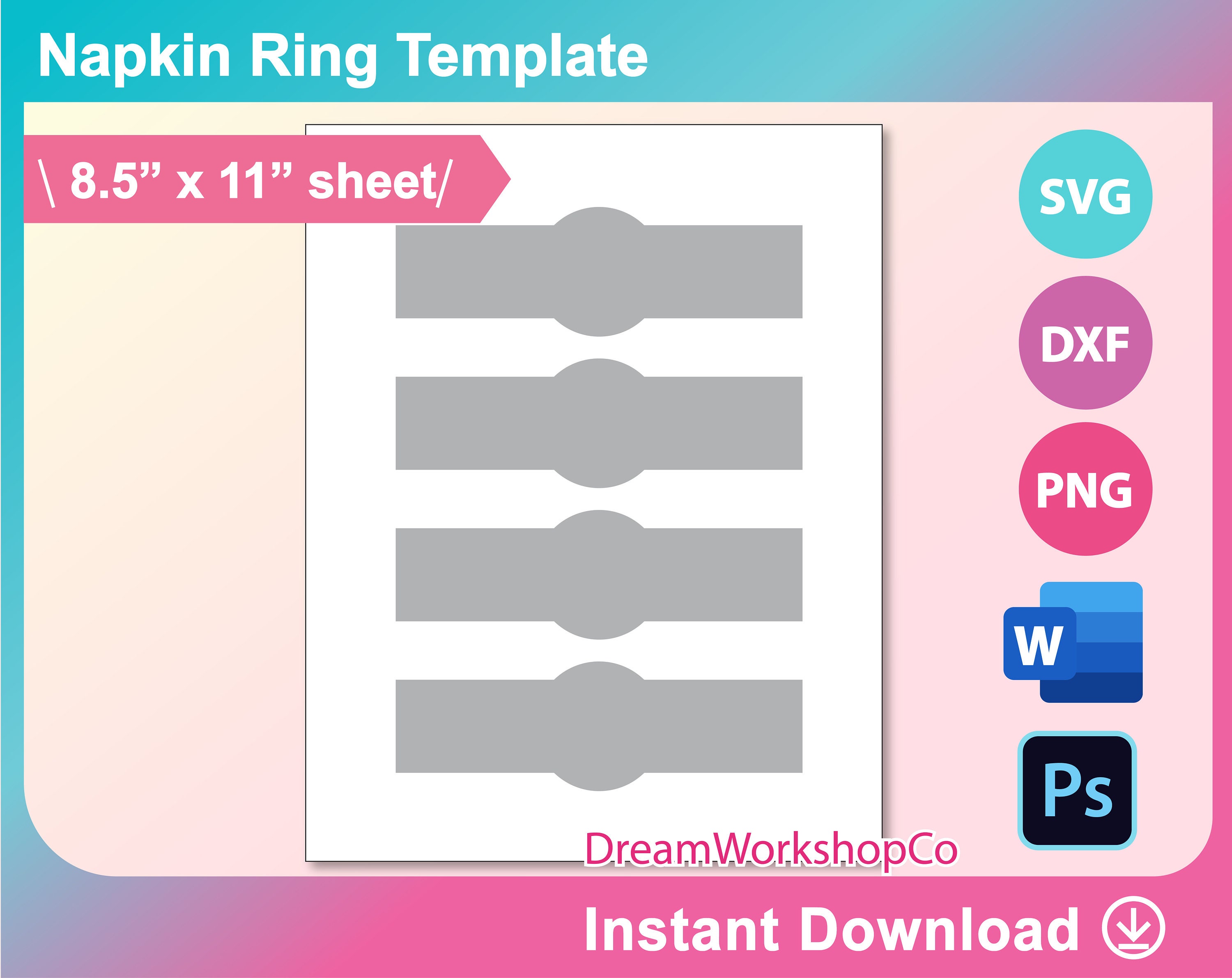 Napkin Ring Template Scalloped Napkin Ring Template Ms Word Etsy