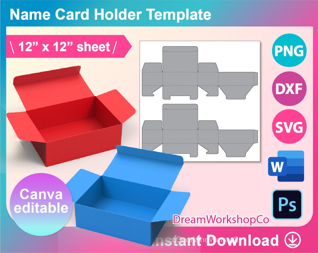 Business Card Box Template, Blank Template, SVG, DXF, Canva, Ms Word Docx, Png, Psd, 8.5x11