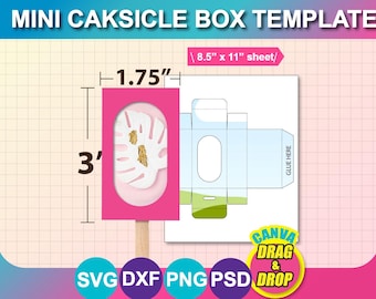 Mini Cakesicle Template,  PSD, SVG, DXF, Canva, Png, 8.5"x11" sheet, Printable, Instant Download