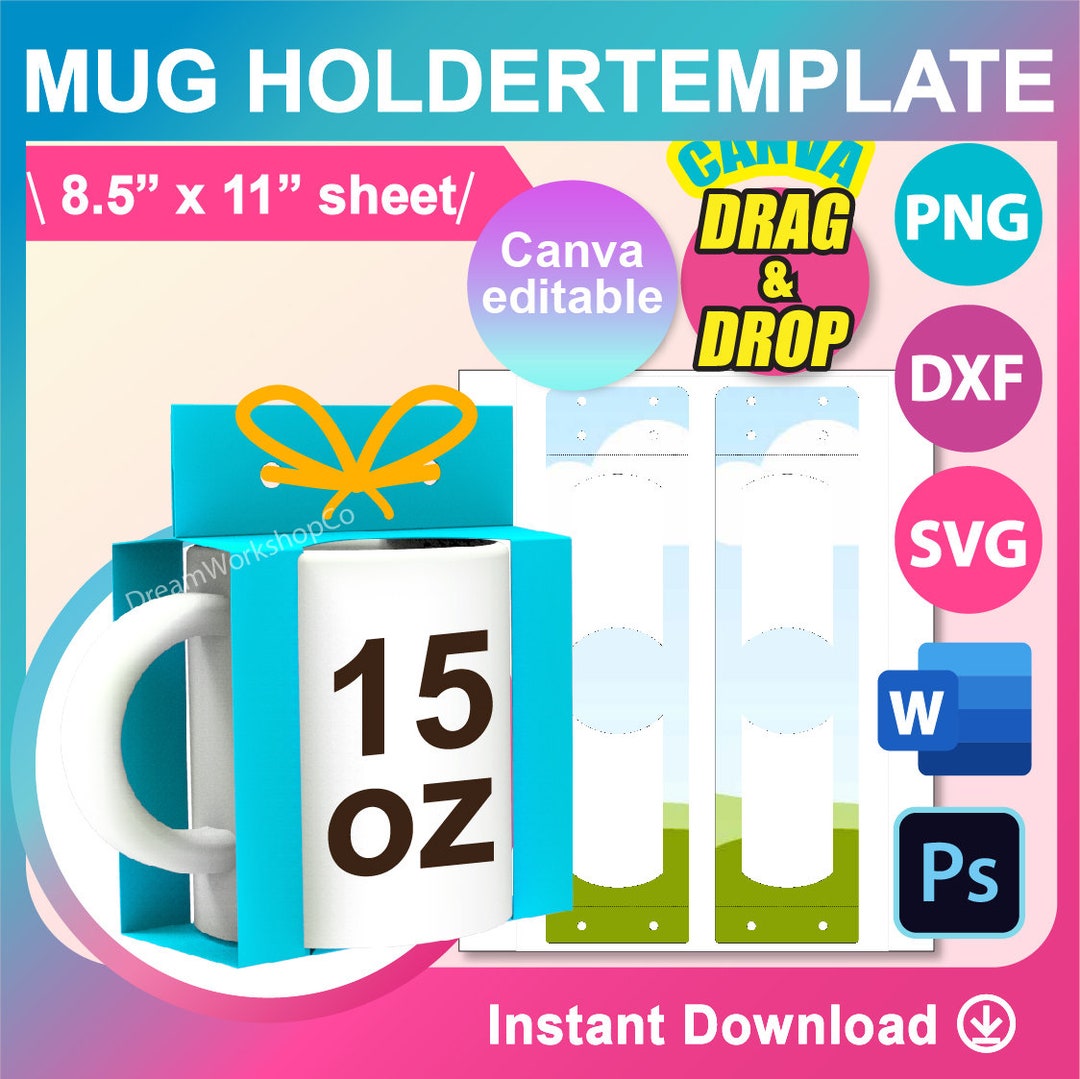 15oz Mug Holder Template, Mug Box Template, Mug Gift Box Template