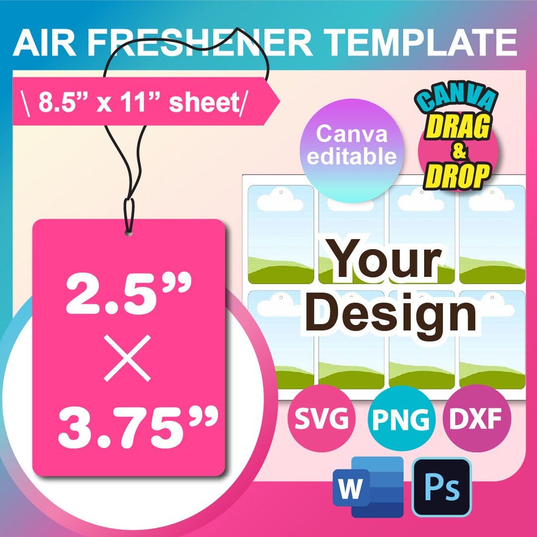 Car Air Freshener, Blank Air Freshener Template, Sublimation, Canva