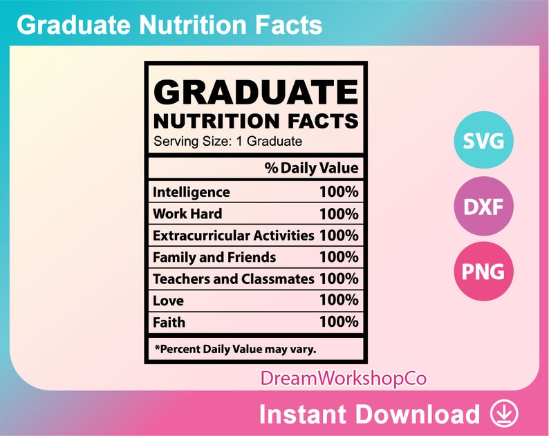 Download Nutrition Facts Svg Graduate Facts Dxf Png Formats Graduate Nutrition Facts Paper Party Supplies Stickers Labels Tags