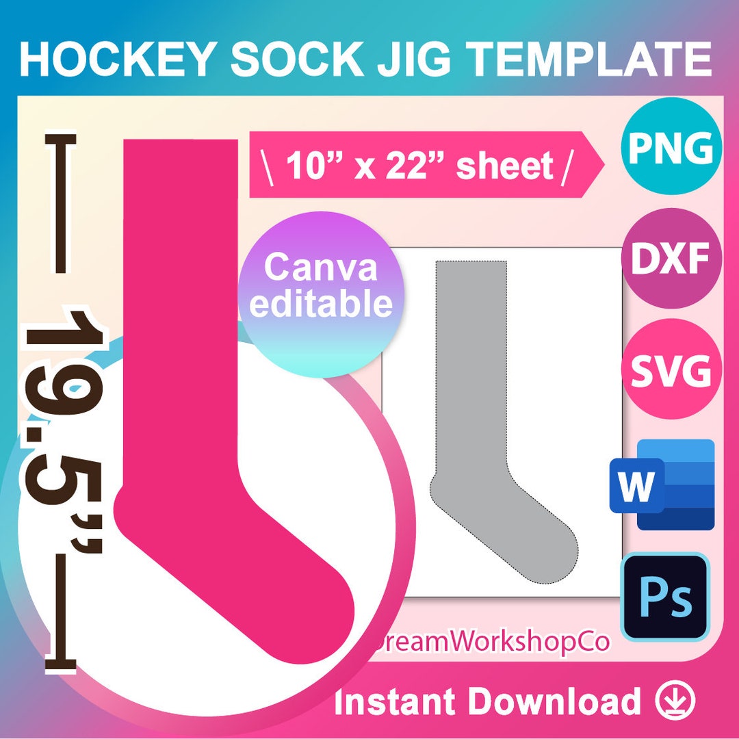 Hockey Sock Jig Template, Sublimation, SVG, DXF, Ms Word Docx, Png, Psd ...