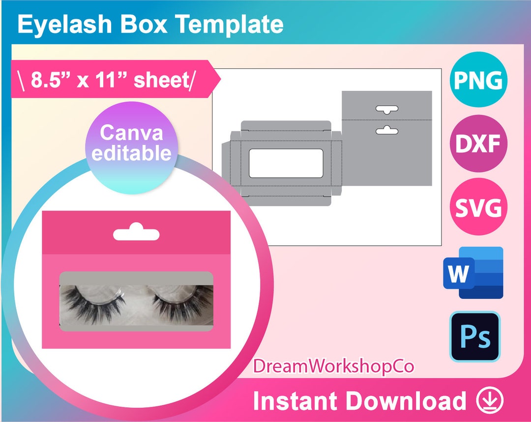 Eyelash Box Template Lash Box Template Svg DXF Canva Ms Word Docx Eyelash Box Template Lash Box Template Svg DXF Canva Ms Word Docx
