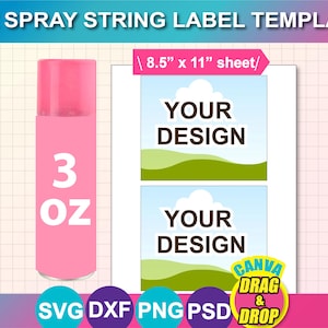 Modello per involucro di bomboletta spray da 3 once, etichetta, Canva, SVG, PNG, PSD (download digitale)