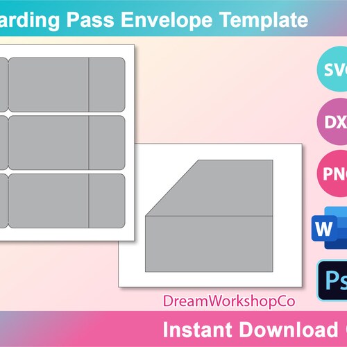 Boarding Pass Envelope Template Ms Word PSD PNG SVG Dxf Etsy