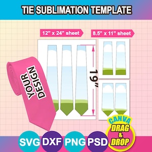Tie Template, Tie Sublimation template, PSD, SVG, DXF, Publisher Png, Printable, Instant Download