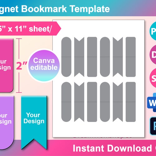 Bookmark Template Bookmark Template SVG Canva DXF Etsy