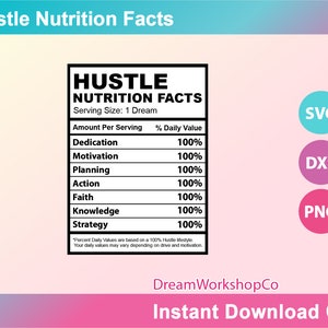 Hustle Nutrition Facts Template, PDF, Printable