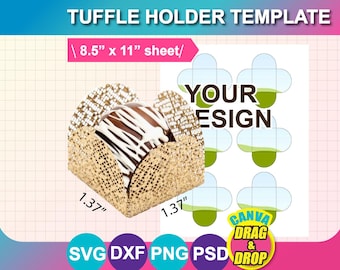 Truffle Holder Template, SVG, Canva (8.5"x11" Sheet) (dxf, png, psd)