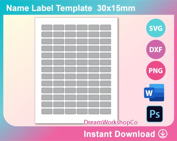 Name Label Template Svg Dxf Ms Word Docx Png Psd Etsy