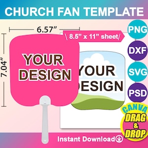 Paddle Fan Template: Church, Wedding, Canva, PSD, PNG, SVG (8.5x11&quot; Printable)