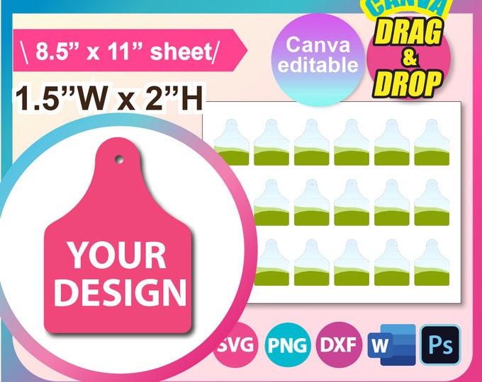 Cow Print Cow Tag Instant Digital Download PNG PDF SVG Cricut Cut File ...