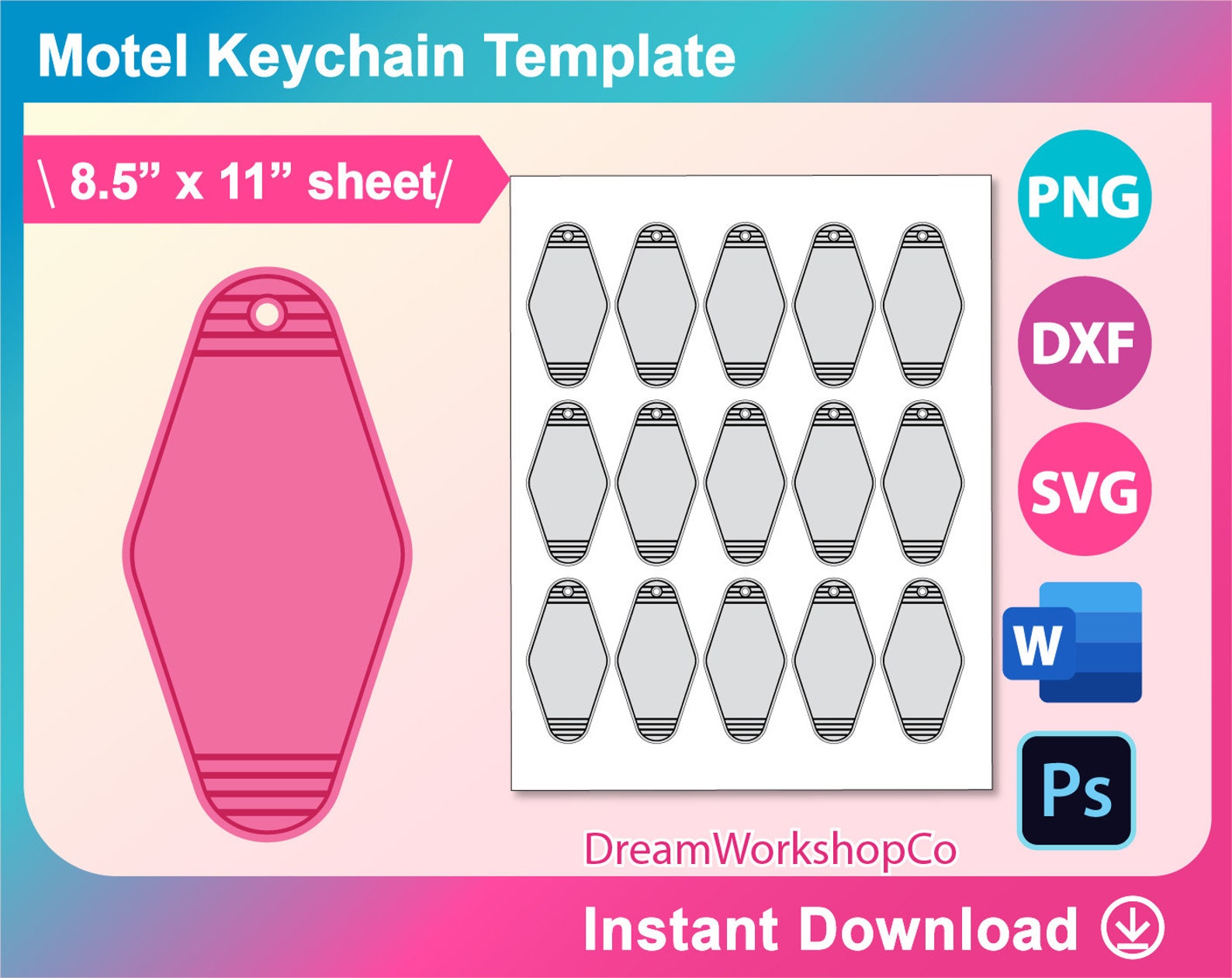 Motel Keychain Template Sublimation Template SVG DXF Ms - Etsy Canada