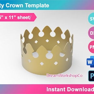 Party hat Template, Party Crown Template, SVG, DXF, Ms Word Docx, Png, Psd, 8.5&quot;x11&quot; sheet, Printable