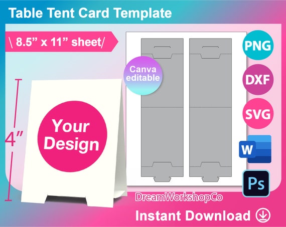 Table Tent Card Template Food Label Card SVG DXF Ms Word - Etsy Canada