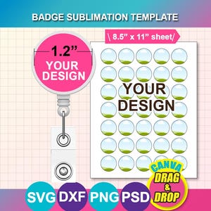 Szablon karty do sublimacji z rolką na identyfikatory, Canva, SVG, DXF, PSD, PNG (pobieranie cyfrowe)