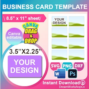 2.25 x 3.5 Bridge Kartenvorlage, Spielkarte Vorlage SVG, DXF, Canva, Ms Word docx, Png, Psd, 8,5 "x 11" Blatt, bedruckbar, Instant Download