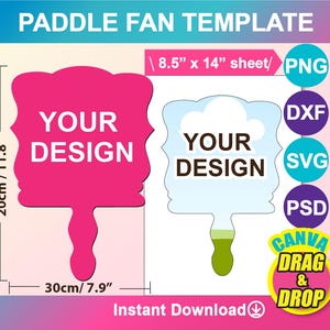 Paddle Fan Template, Graduation Paddle Fan Sublimation Template, Canva, PSD, PNG and SVG, Dxf Formats, 8.5x11&quot; sheet, Printable