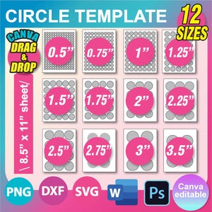 Bundle Circle Template, Multipurpose Labels Template, Canva, SVG, DXF, Ms Word docx, Png, Psd, 8.5&quot;x11&quot; sheet, Printable, Instant Download
